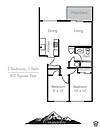 2 Bedroom, 1 Bathroom no HU - 800 sq/ft